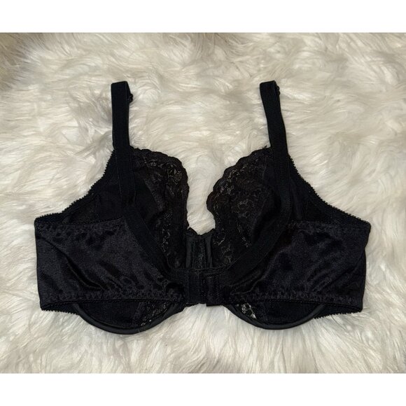 Vintage Playtex Secrets Unlined Bra Floral Lace Underwire Womens 34C Black 4420 - Picture 4 of 6
